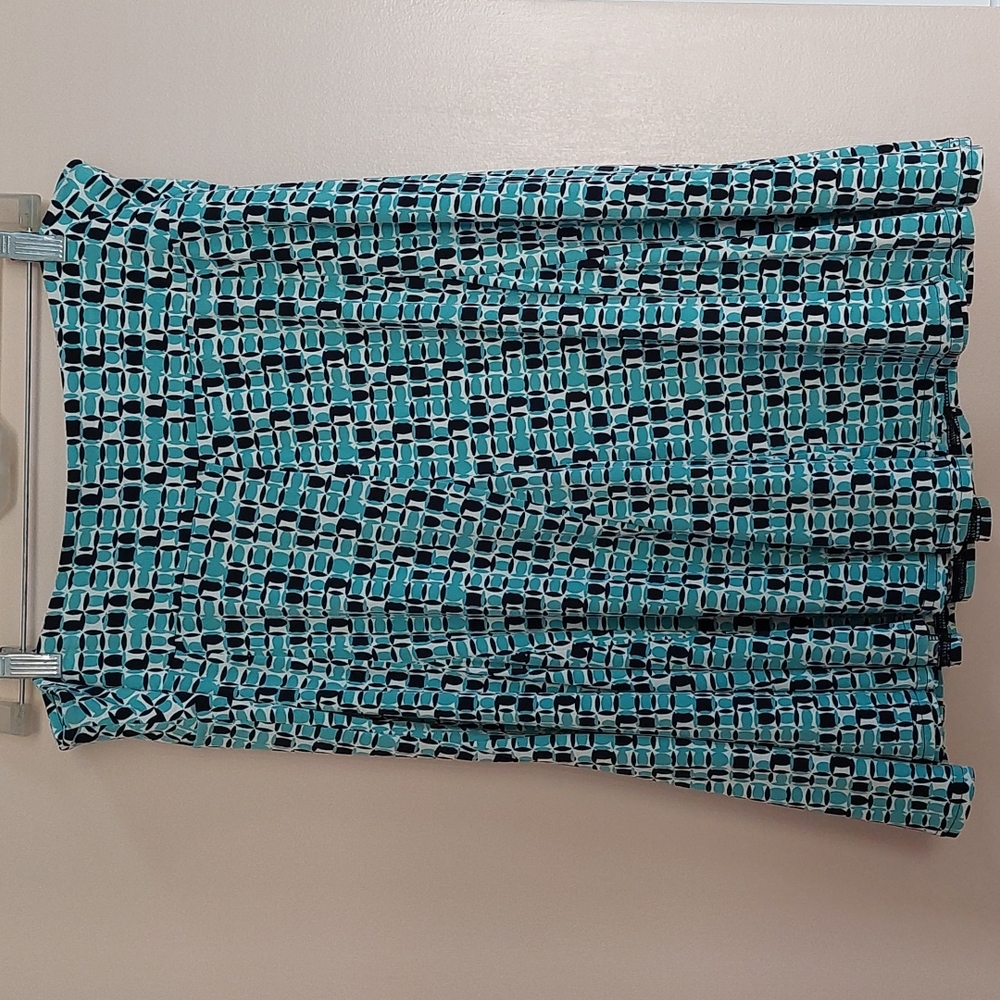 Apt 9 Petite Womens Large Petite LP Teal/Black and White Stretchy Skirt